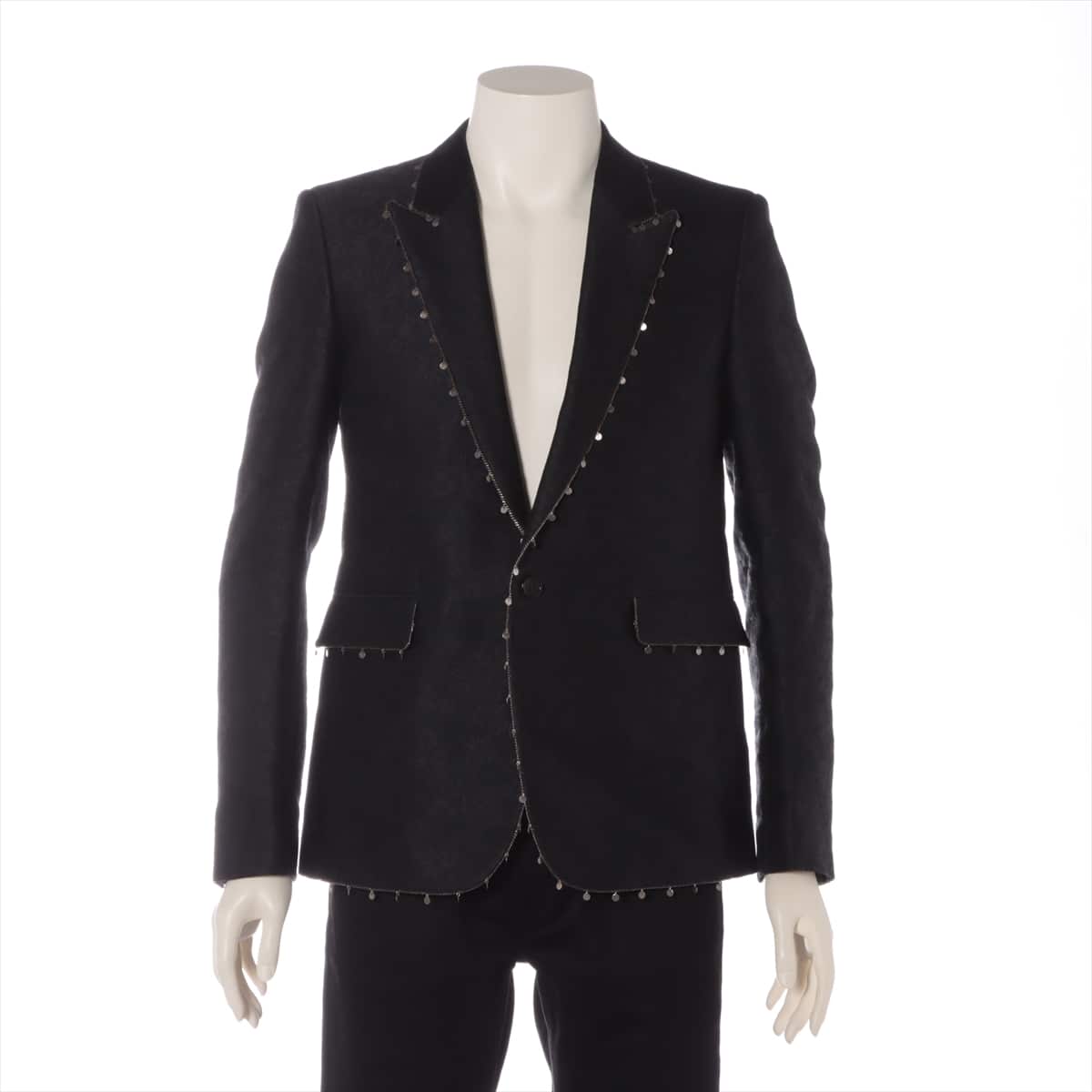 Saint Laurent Paris 20SS Wool & silk Tailored jacket 46 Men's Black  604964 Jardin Noir Blazer  flower overall pattern