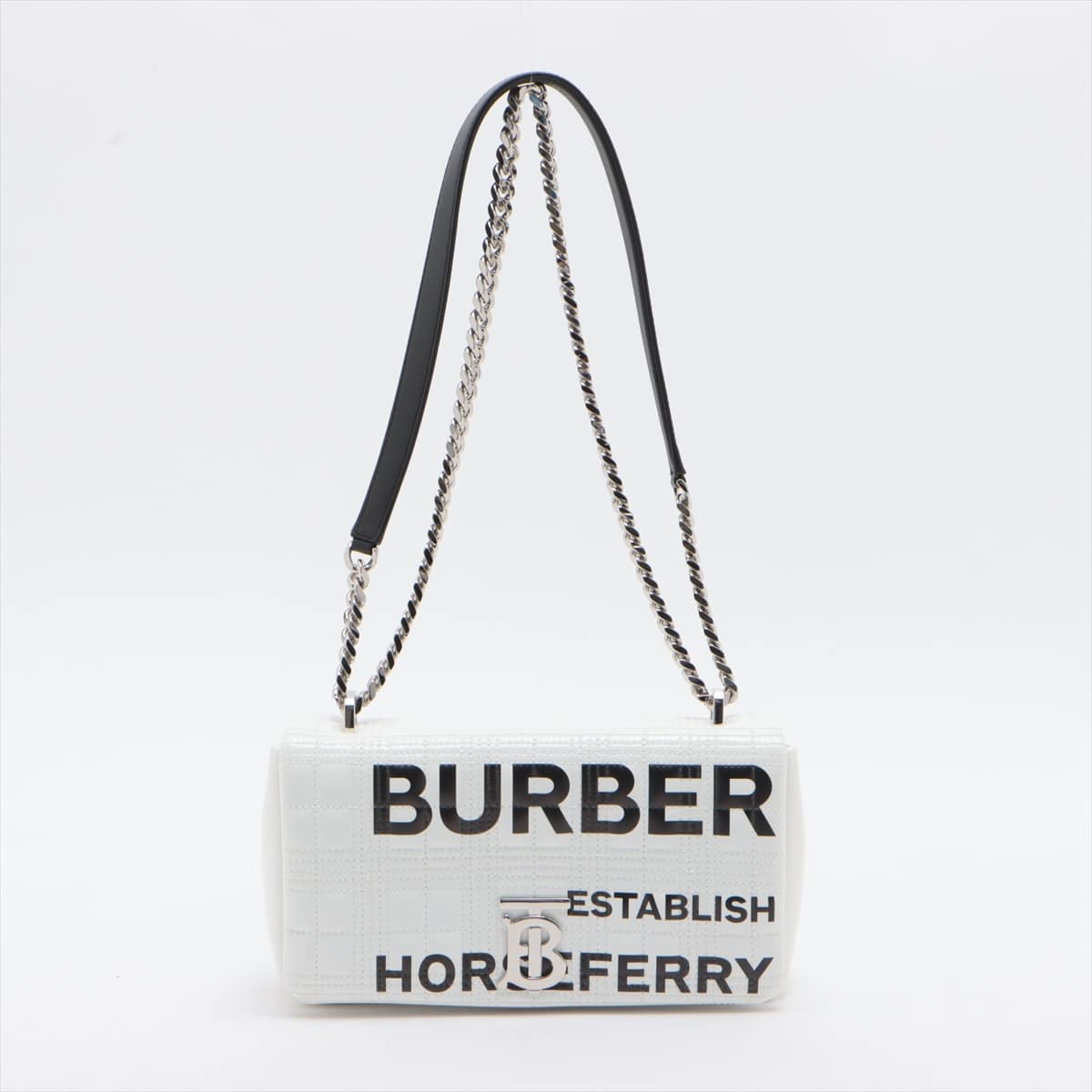 Burberry TB Lola Leather Chain shoulder bag Black × White