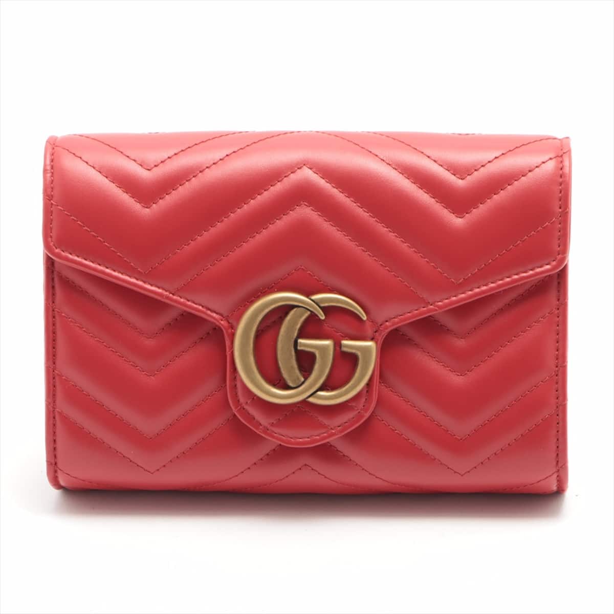Gucci GG Marmont Leather Chain wallet Red 474575