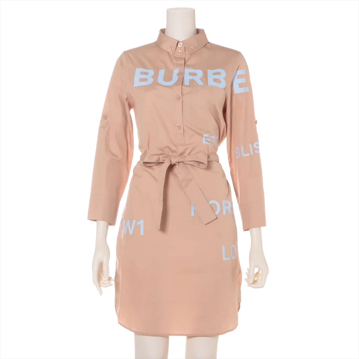 Burberry Horse ferry Cotton Shirt dress UK4 Ladies' Beige  8039614 Tissi period