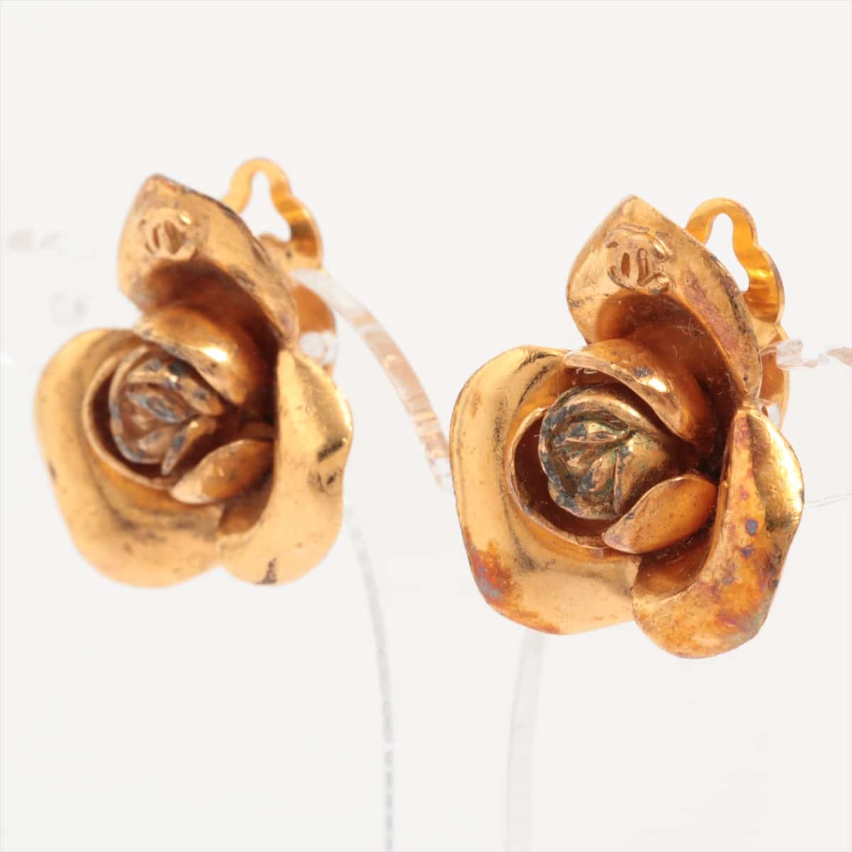 Chanel Coco Mark Camelia 99P Earrings (for both ears) GP Gold
