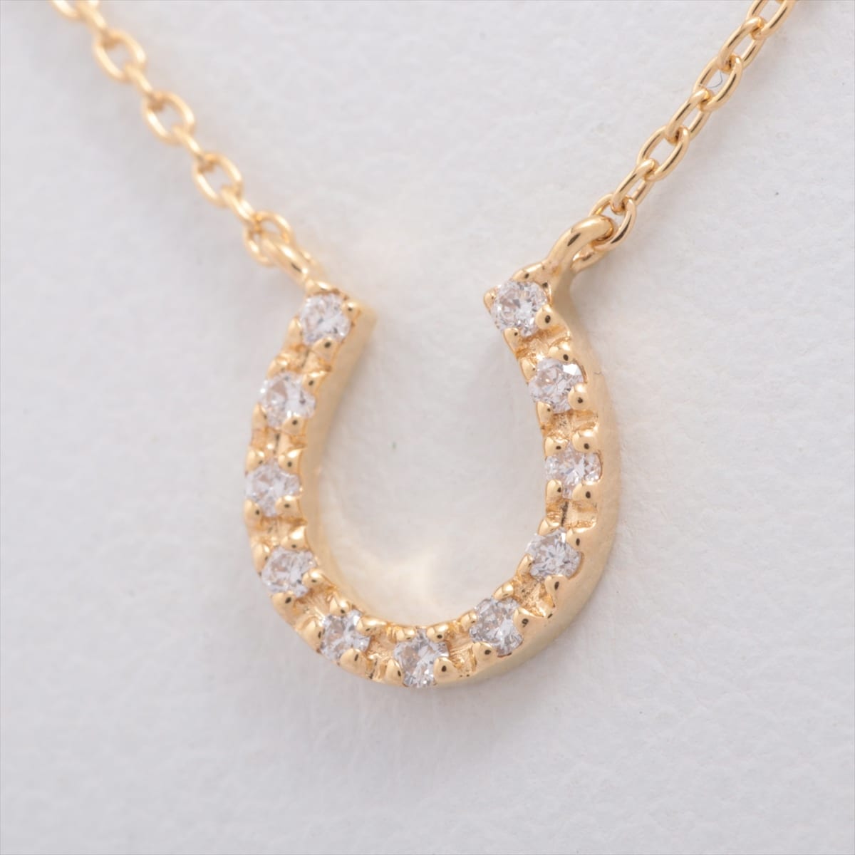 Ete Horse Shoe diamond Necklace K18(YG) 1.2g 0.04