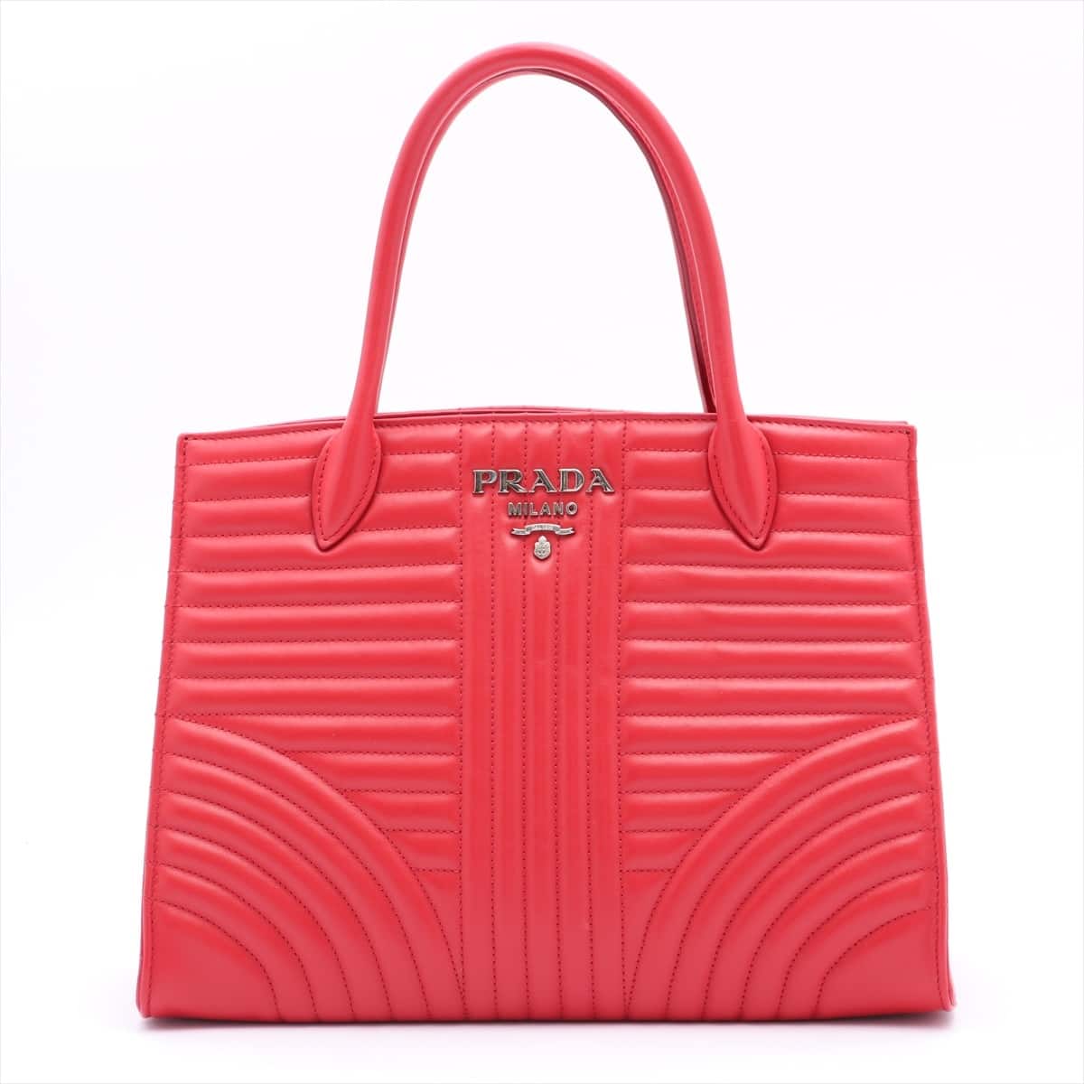 Prada Diagram Leather 2way handbag Red 1BA165 open papers