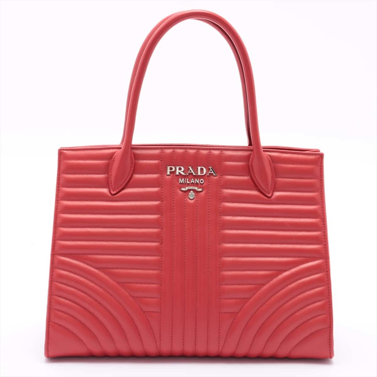 Prada Leather 2way handbag Red 1BA165 open papers