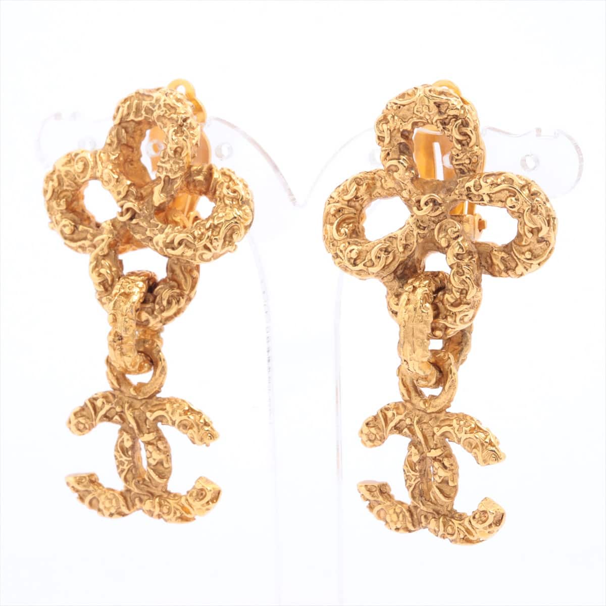Chanel Coco Mark 93A Earrings (for both ears) GP Gold Arabesque pattern