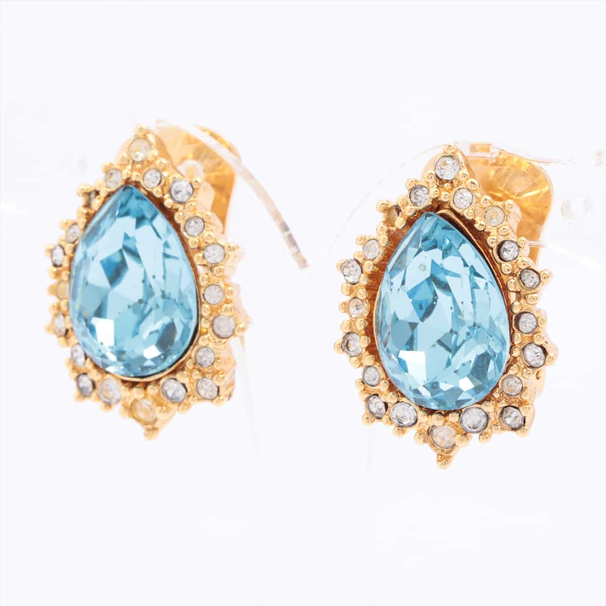 Christian Dior Earrings (for both ears) GP×inestone Gold Color stone