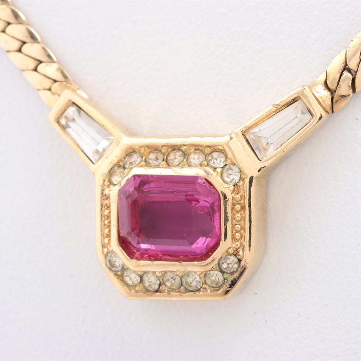 Christian Dior Necklace GP Gold Color stone