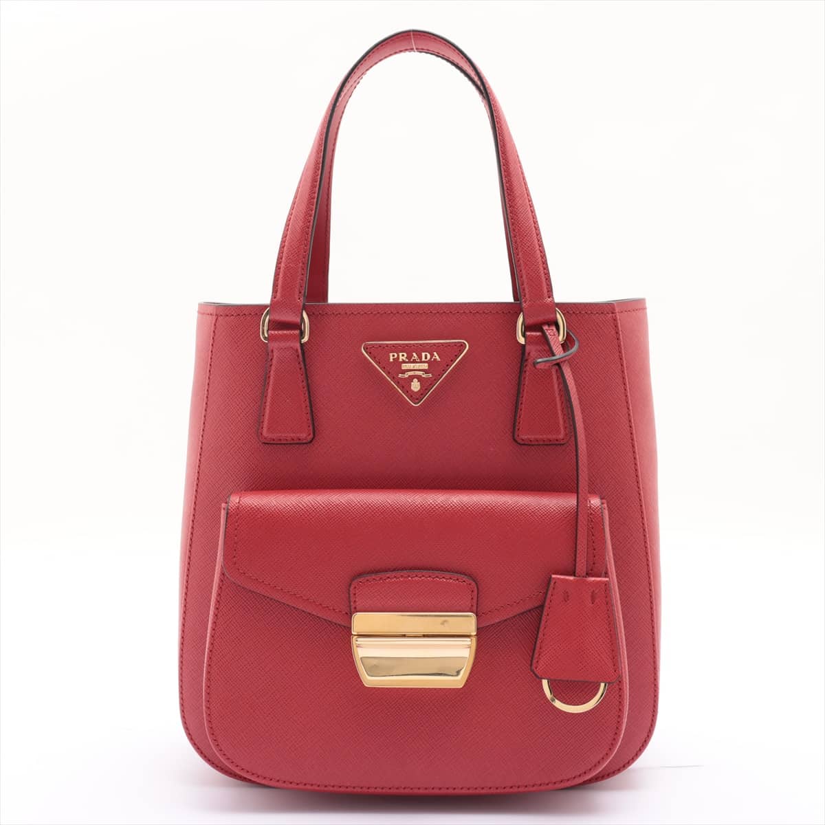 Prada Saffiano Lux 2way handbag Red 1BA254 open papers