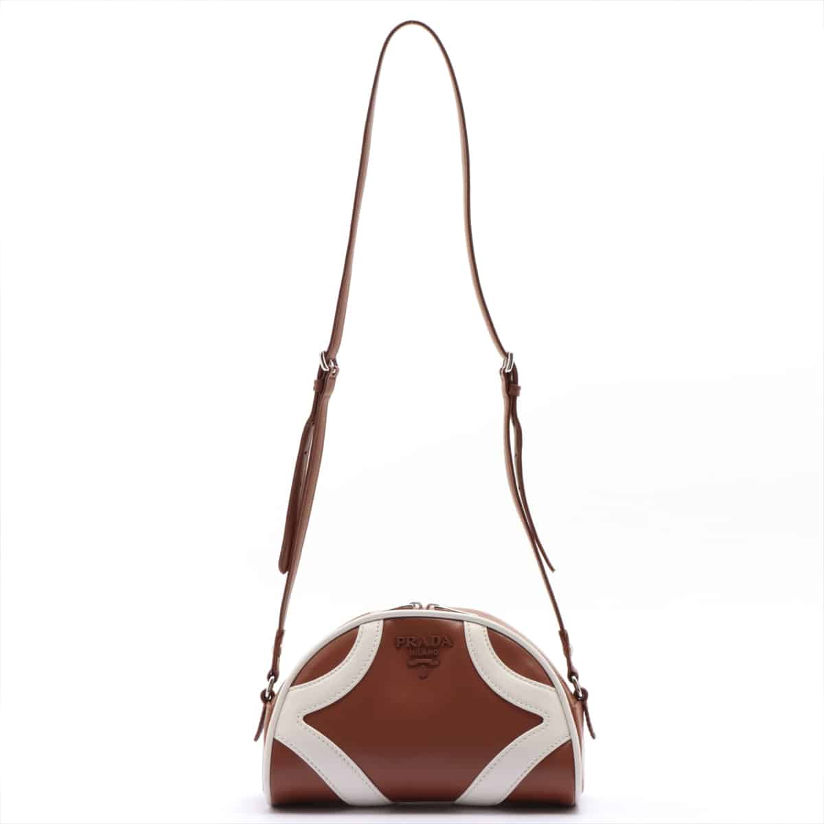 Prada Leather Shoulder bag Brown 1BH140 open papers