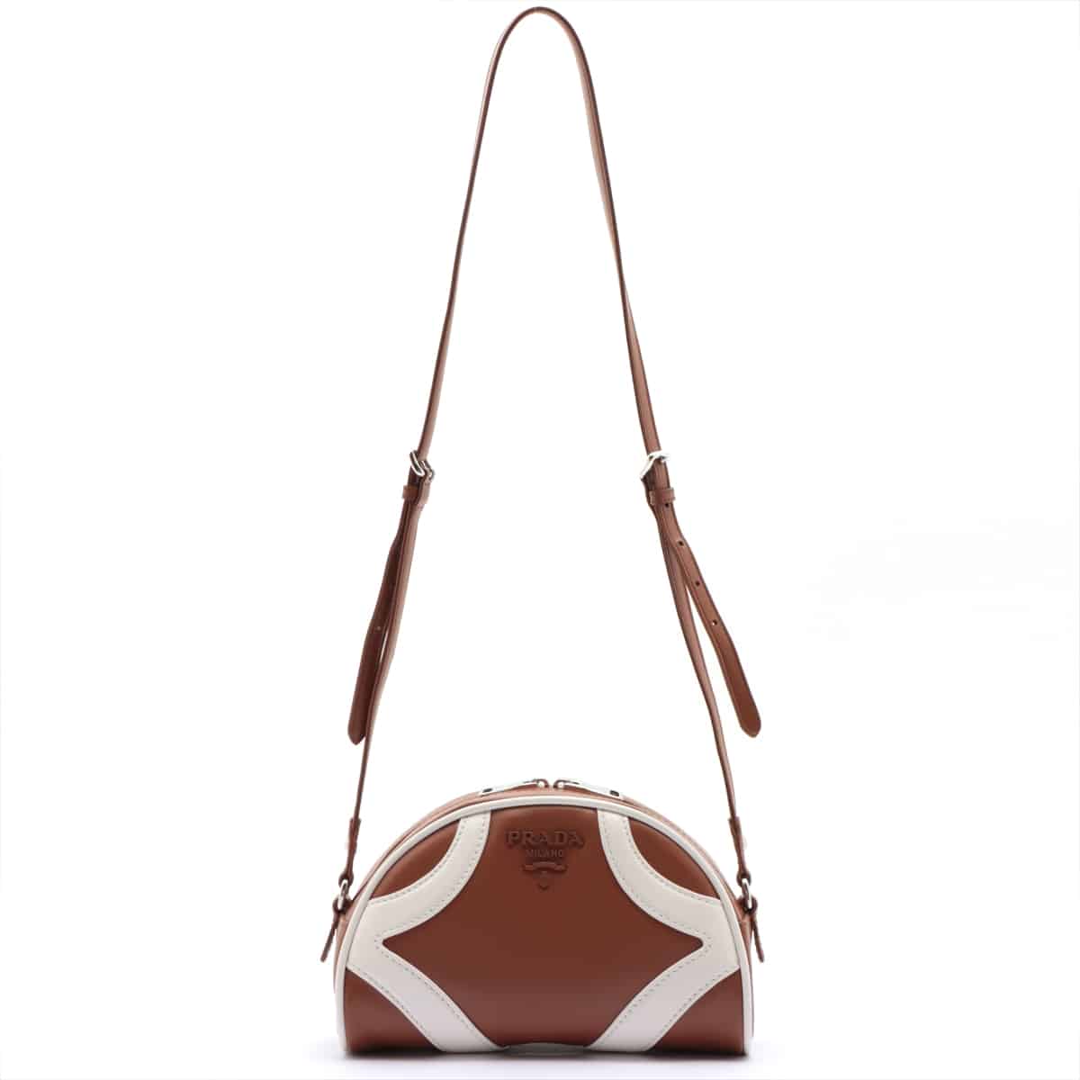 Prada Leather Shoulder bag Brown 1BH140 open papers