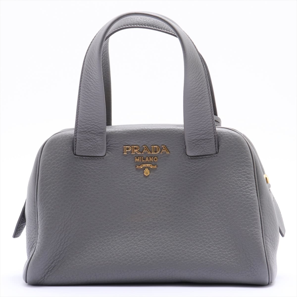 Prada Leather 2way handbag Grey 1BB079 open papers
