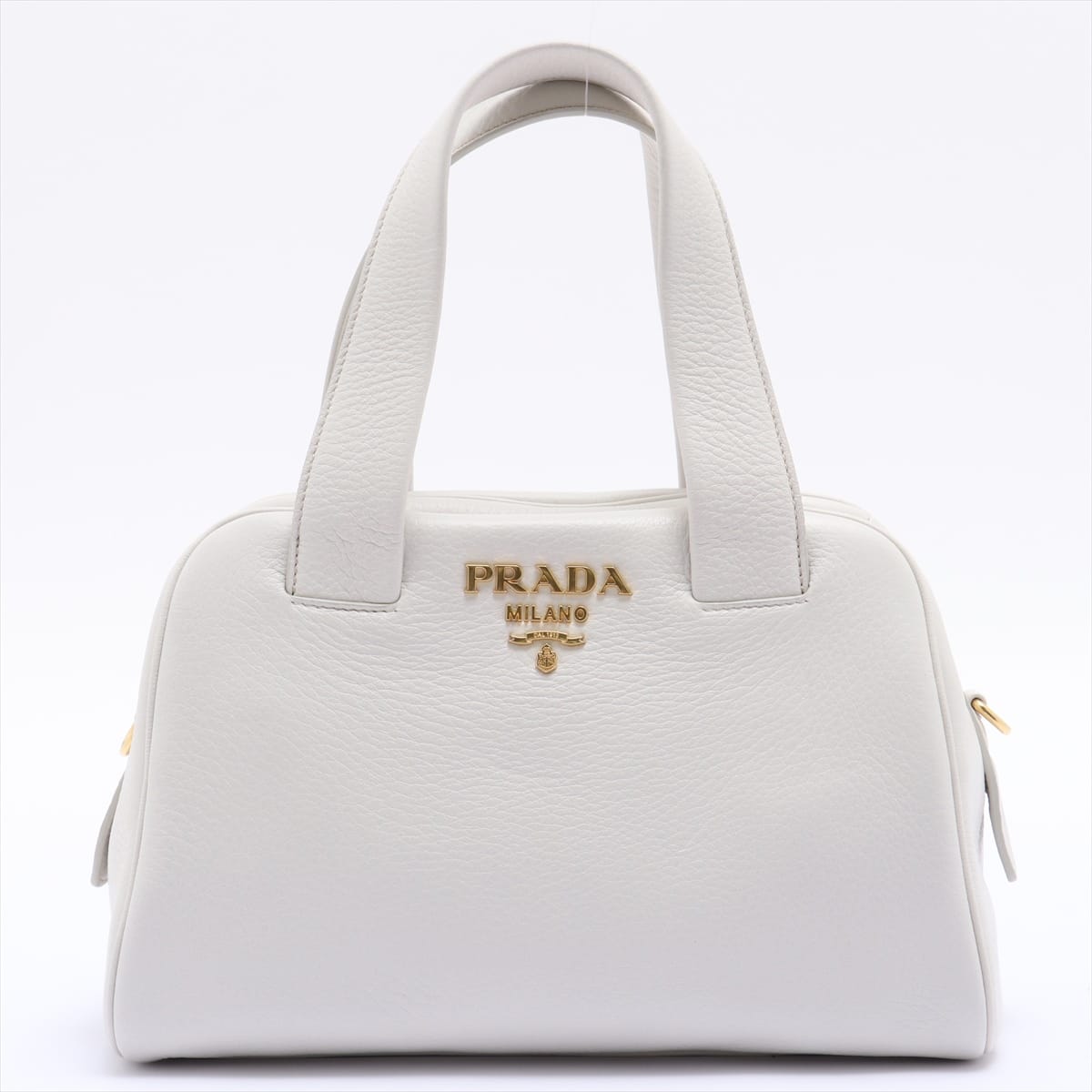 Prada Leather 2way handbag White 1BB079 open papers