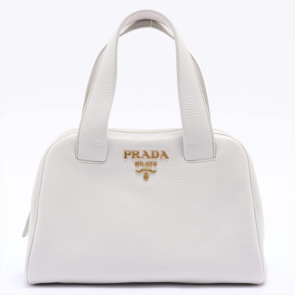 Prada Leather 2way handbag White 1BB079 open papers