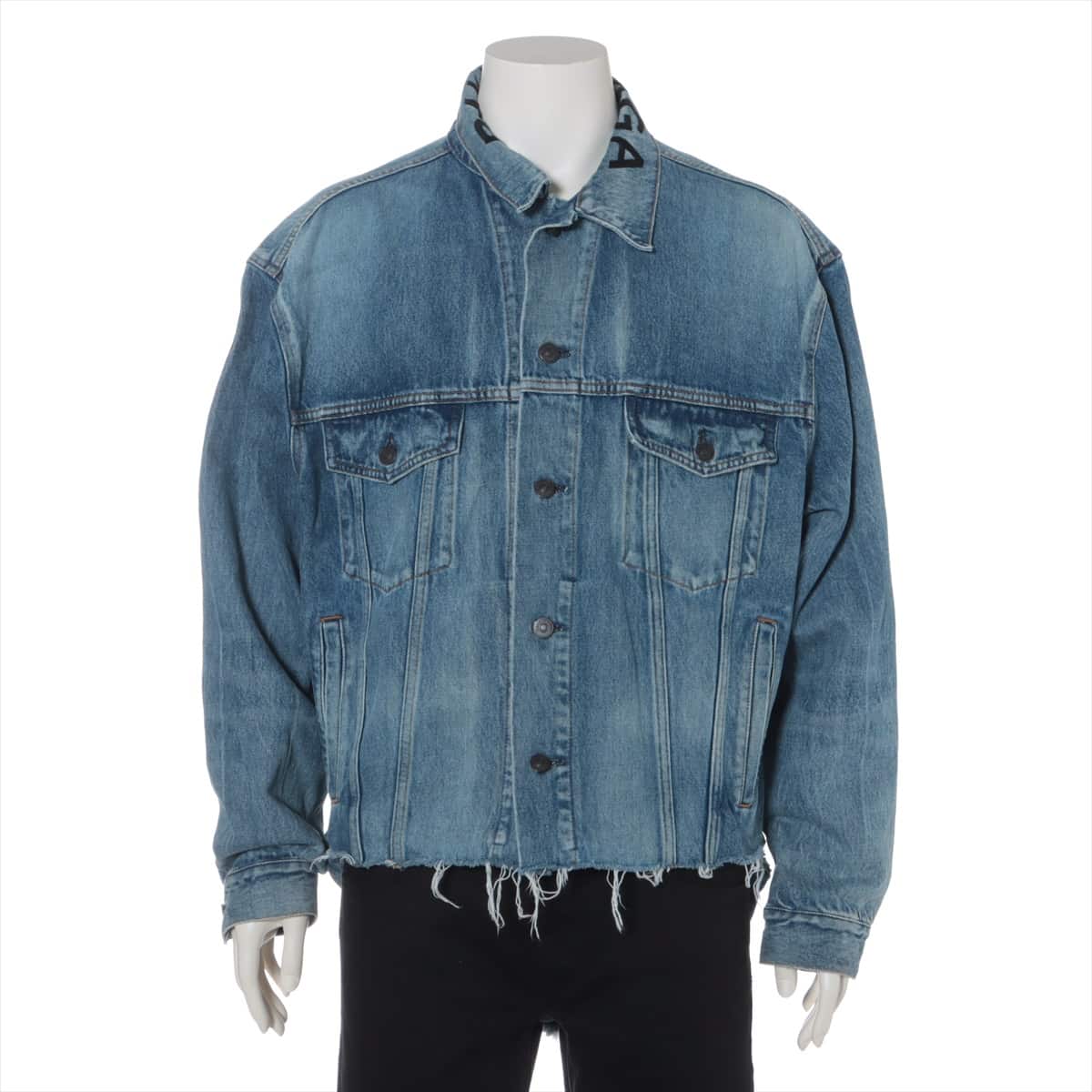 Balenciaga 18SS Cotton & Polyester Denim jacket 40 Men's Blue  493606 Damage processing