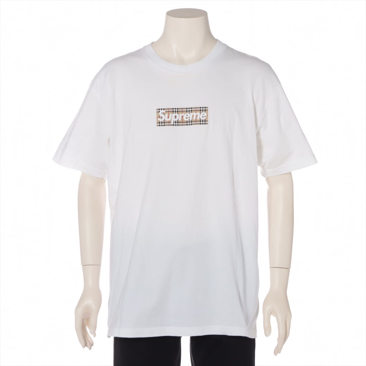 Burberry x Supreme 22SS Cotton T-shirt L Men's White  Burberry vintage check Box Logo Tee