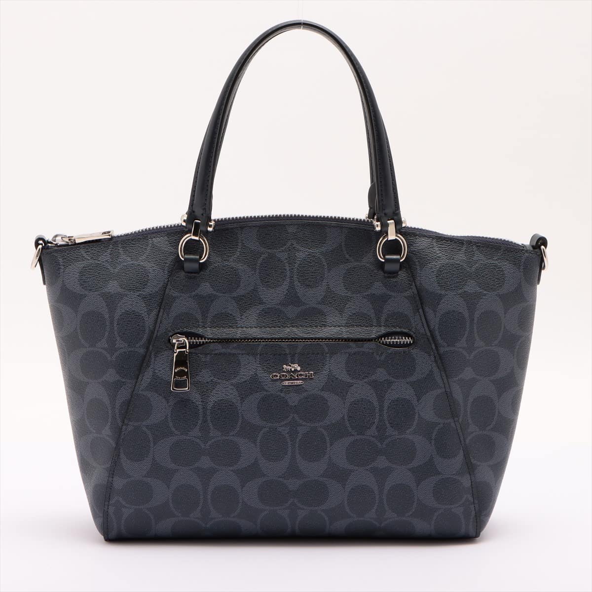 COACH Signature PVC & leather 2way handbag Navy blue
