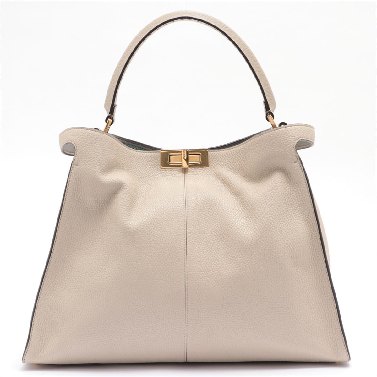 Fendi Peek-a-boo X-light Leather Hand bag Beige 8BN304