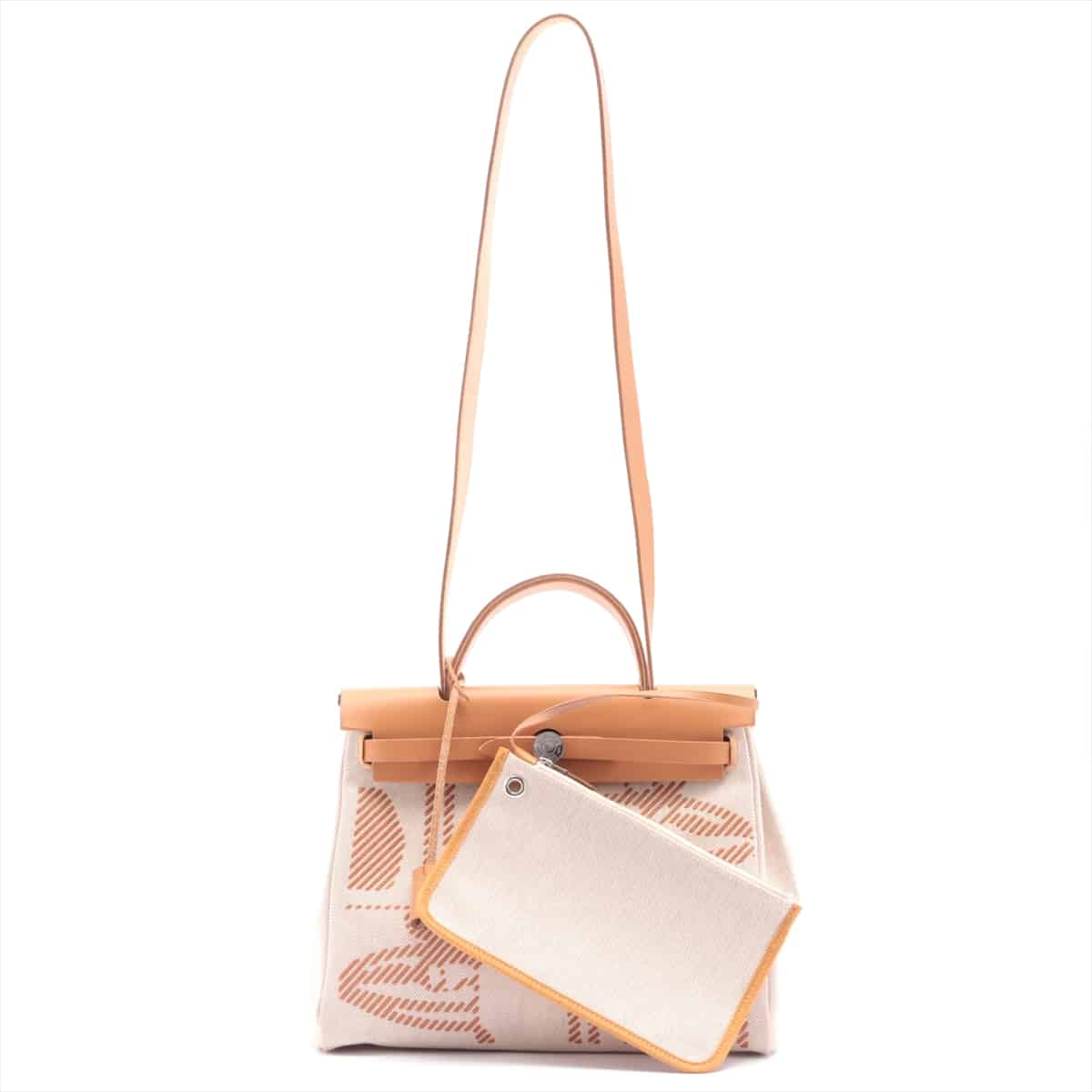 Hermès Herbag Zip PM Toile H Beige Silver Metal fittings Z: 2021 with pouch