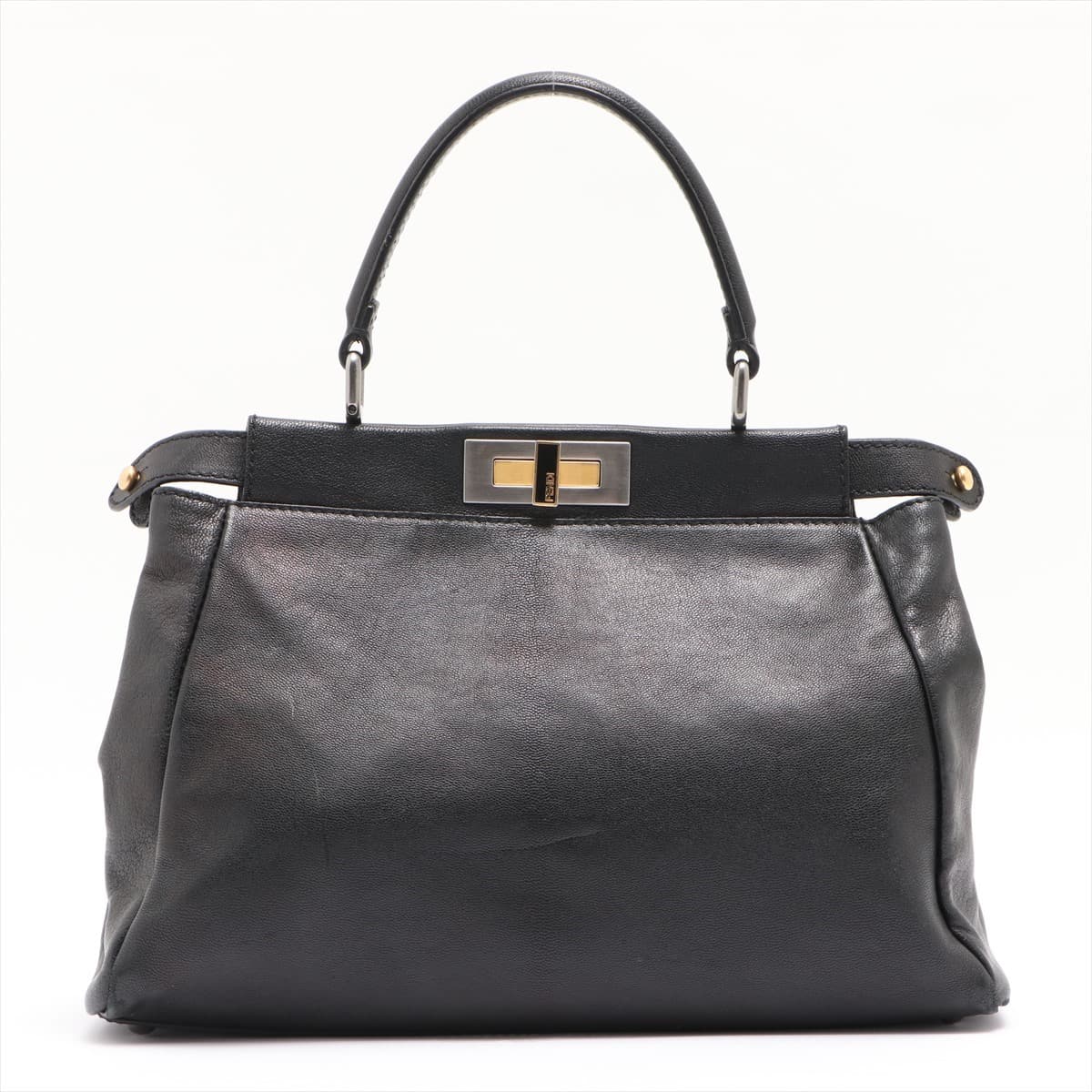 Fendi PEEKABOO REGULAR Leather 2way handbag Black 8BN226