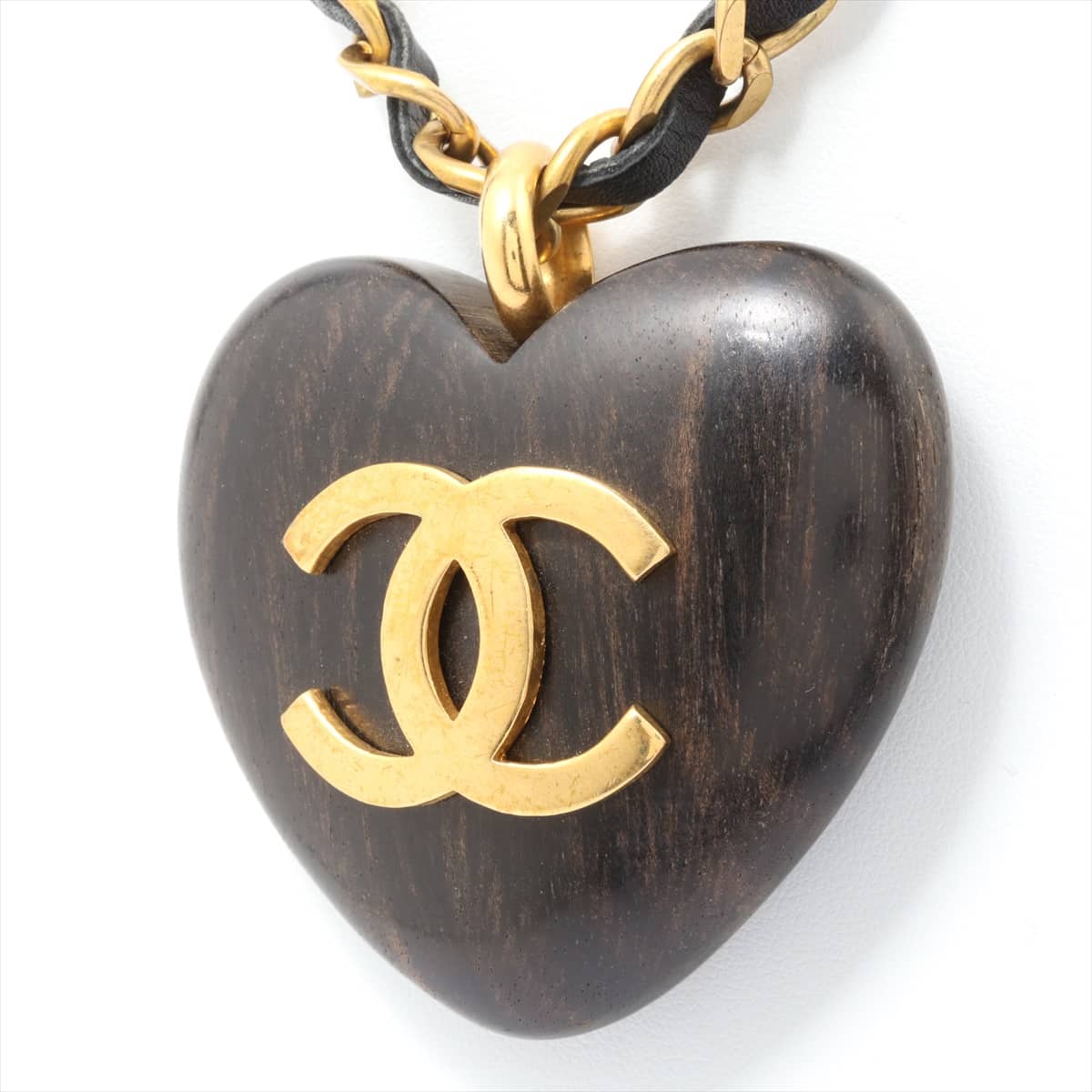 Chanel Coco Mark Necklace Wood Gold
