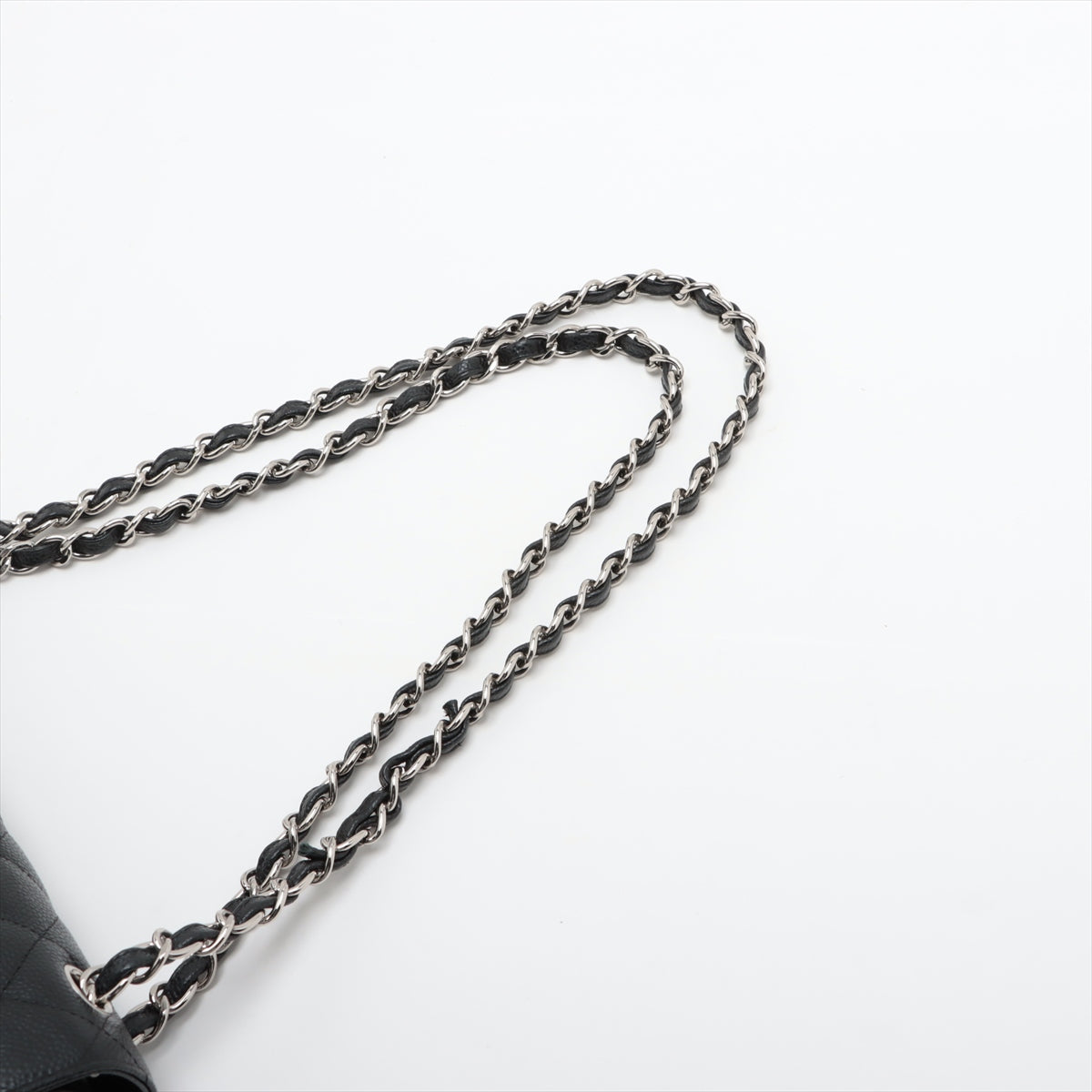Chanel Big Matelasse Caviarskin Double flap Double chain bag Black Silver Metal fittings 19XXXXXX