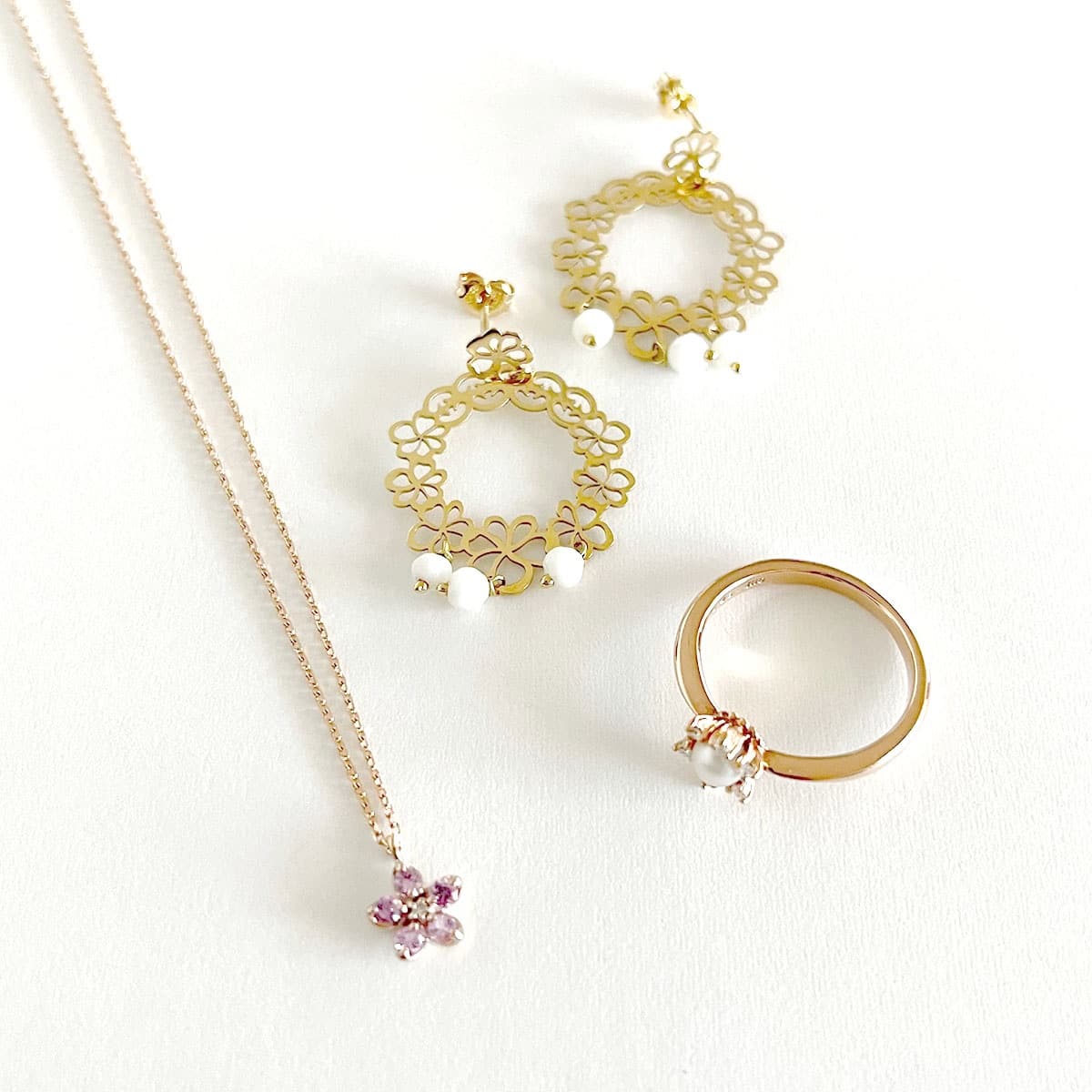 [Set Item] Multi-brand necklace, ring, earring set of 3