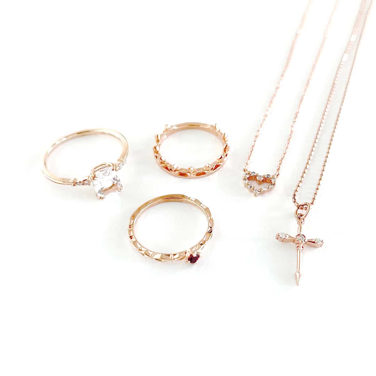 [Set Product] Agat necklace ring 5 piece set