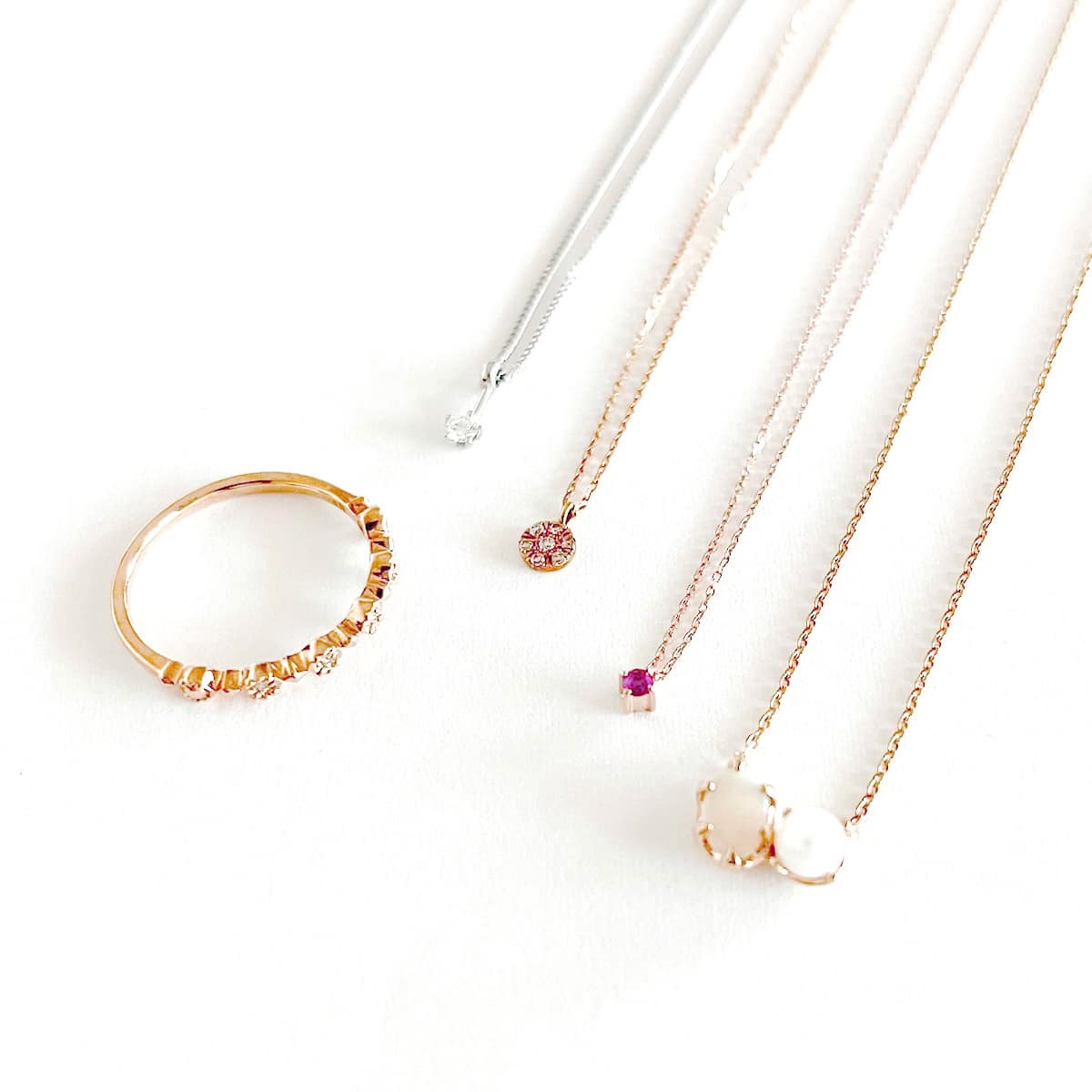 [Set Item] Multi-brand Necklace 5-piece ring set