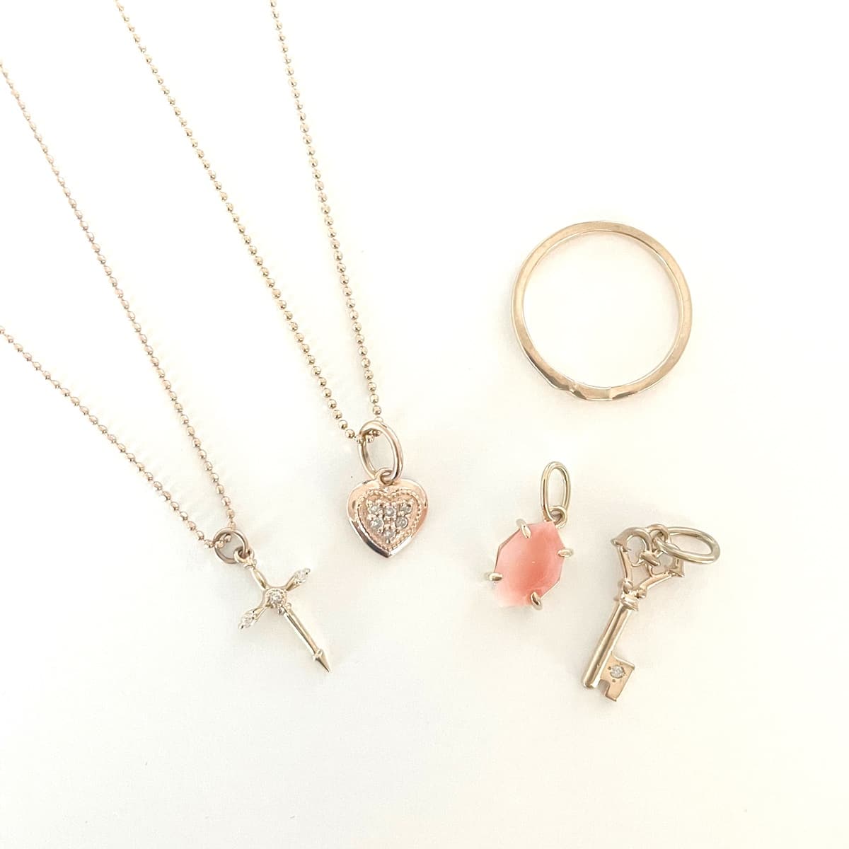 [Set Product] Agat Necklace Charm rings 5-piece set