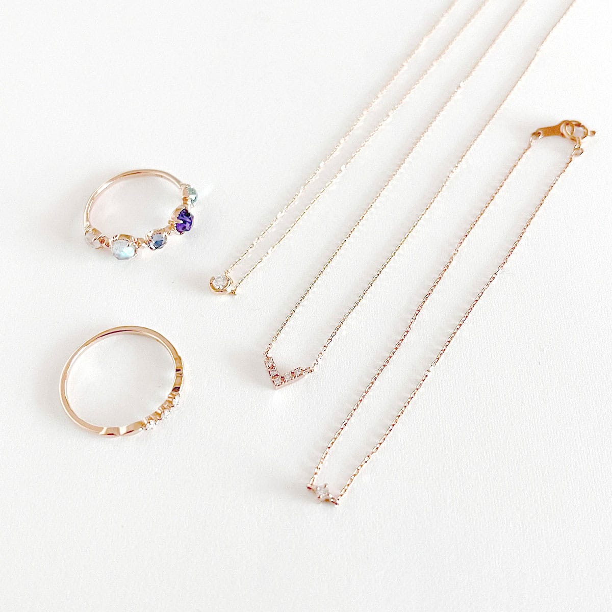 [Set Item] Multi-brand Necklace Bracelet rings 5-piece set