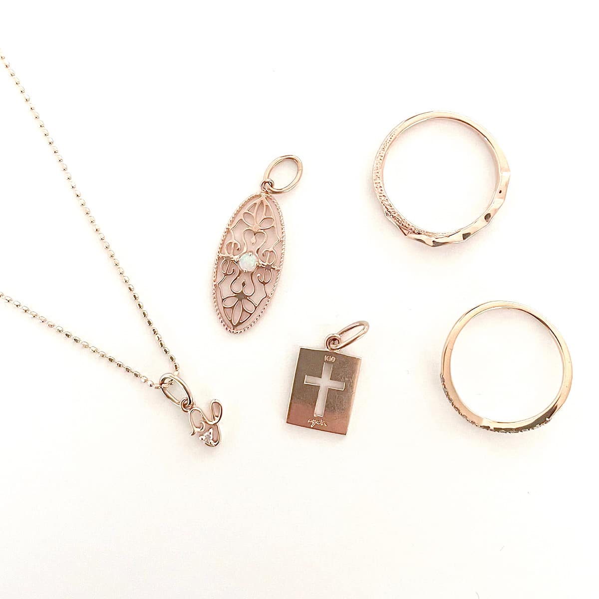 [Set Product] Agat ring necklace charm set of 5