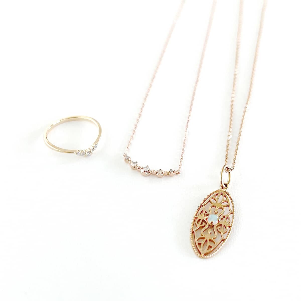 [Set Item] Multi-brand necklace ring 3 piece set