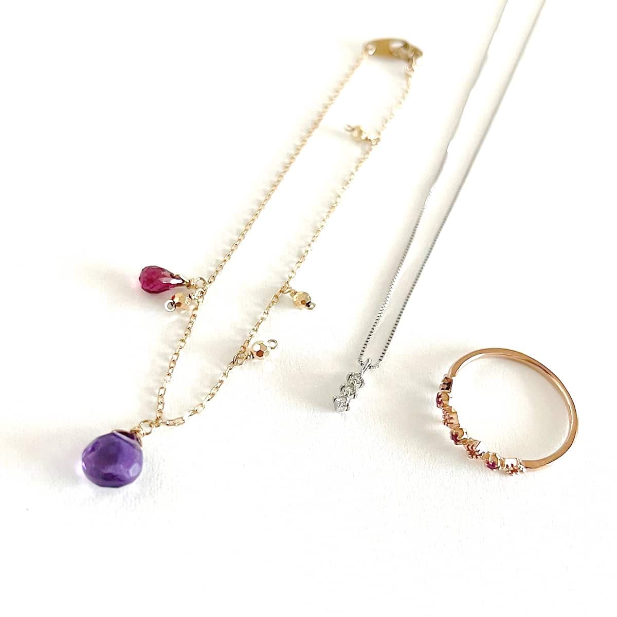 [Set Item] Multi-brand necklace bracelet ring 3 piece set