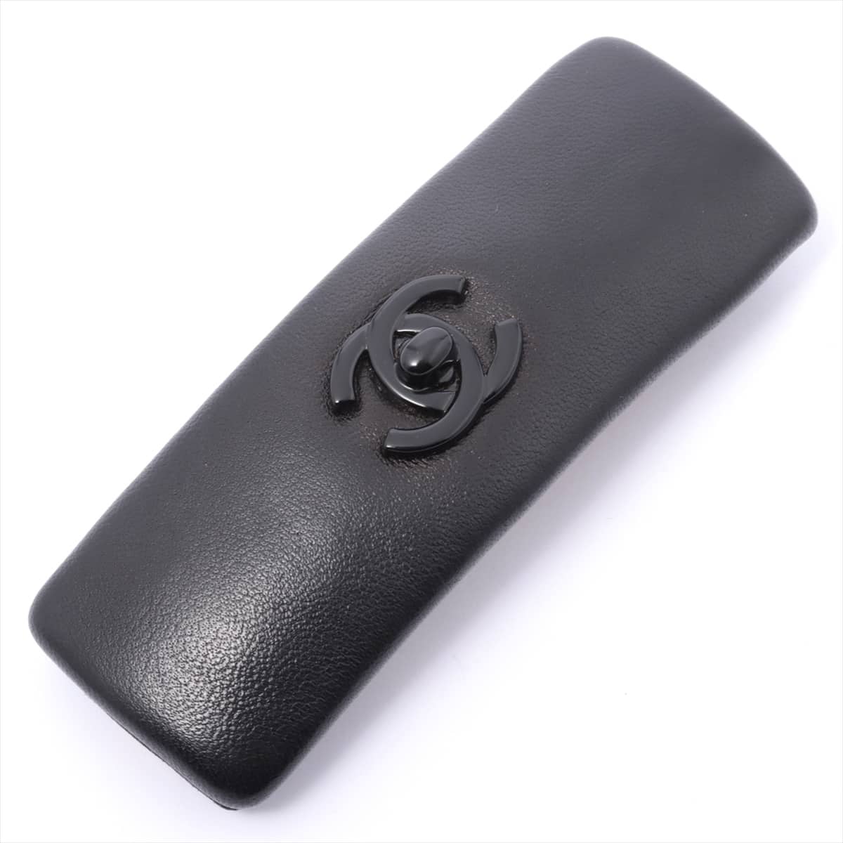 Chanel Coco Mark Hair Slide Leather Black