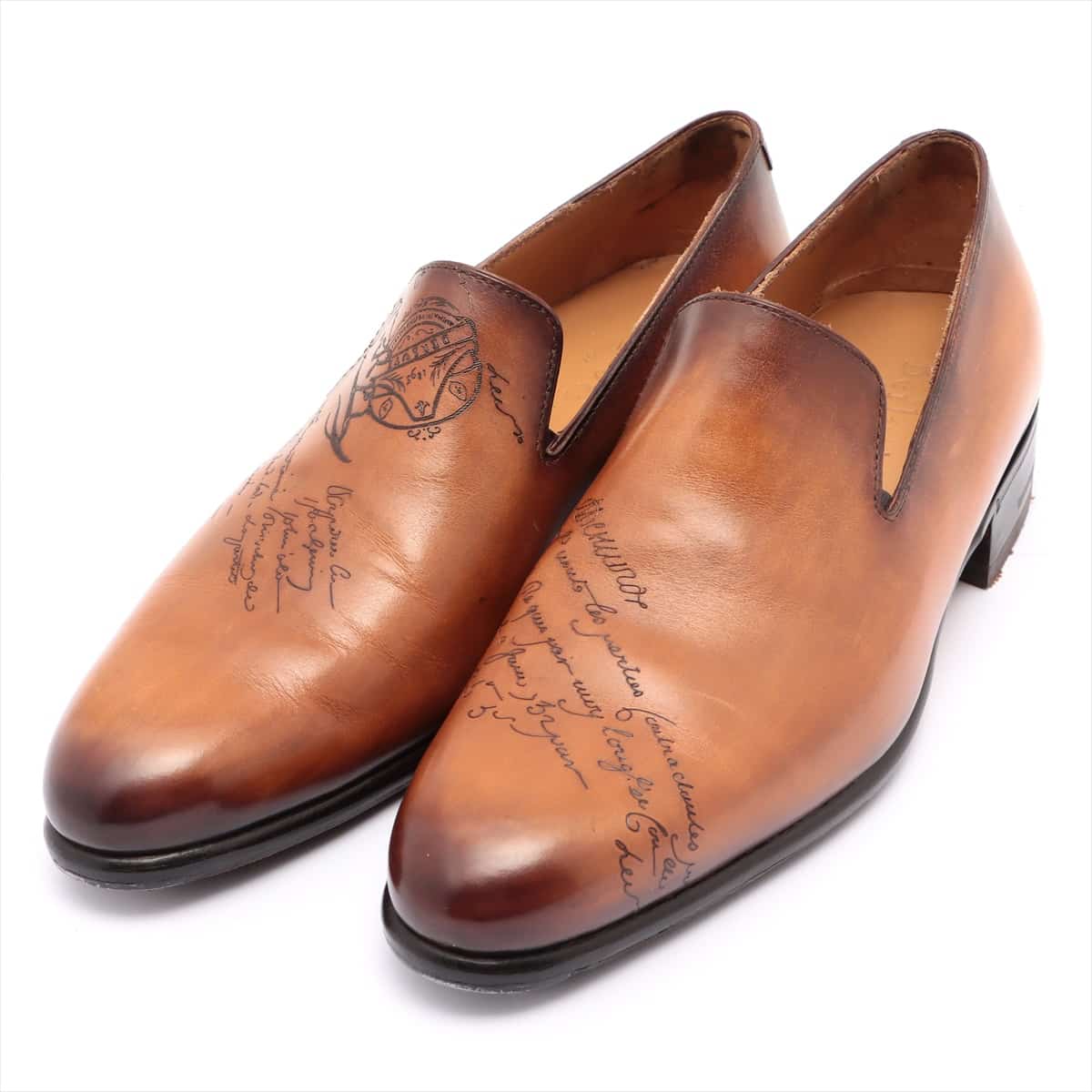 Berluti Calligraphy Leather Loafer 5 1/2 Men's Brown With genuine shoe tree