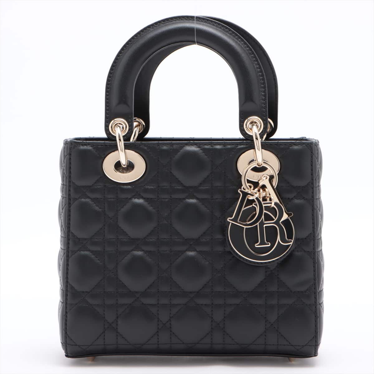 Christian Dior My Lady Dior Cannage Leather 2way handbag Black With initial charms