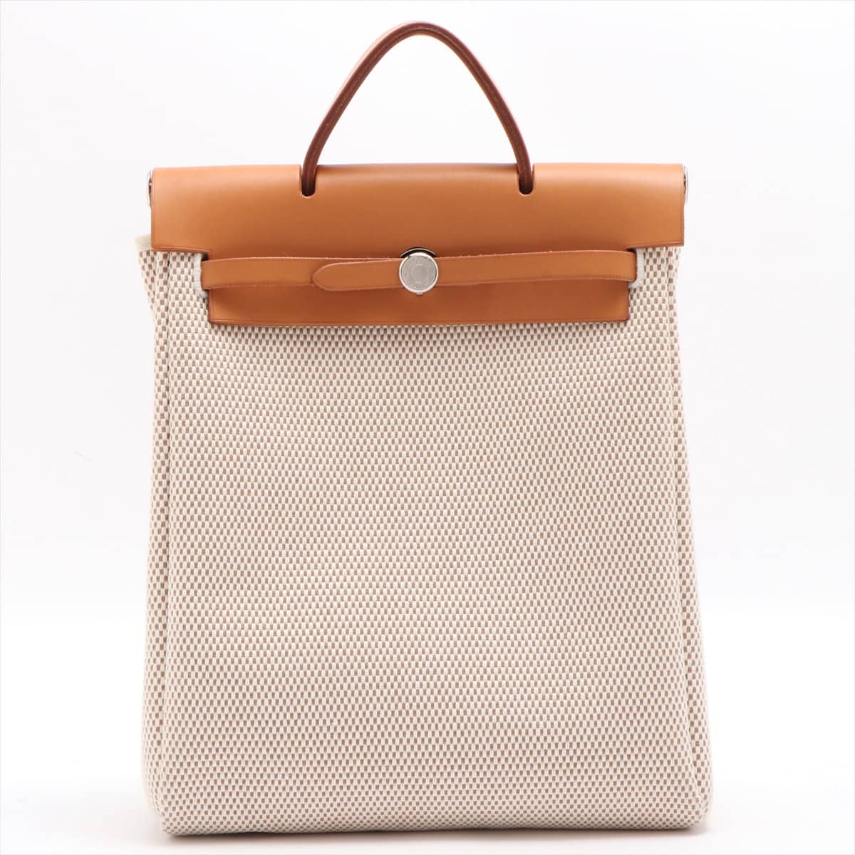 Hermès Herbag Ado PM Toile GM Beige Silver Metal fittings □G:2003 With stopper