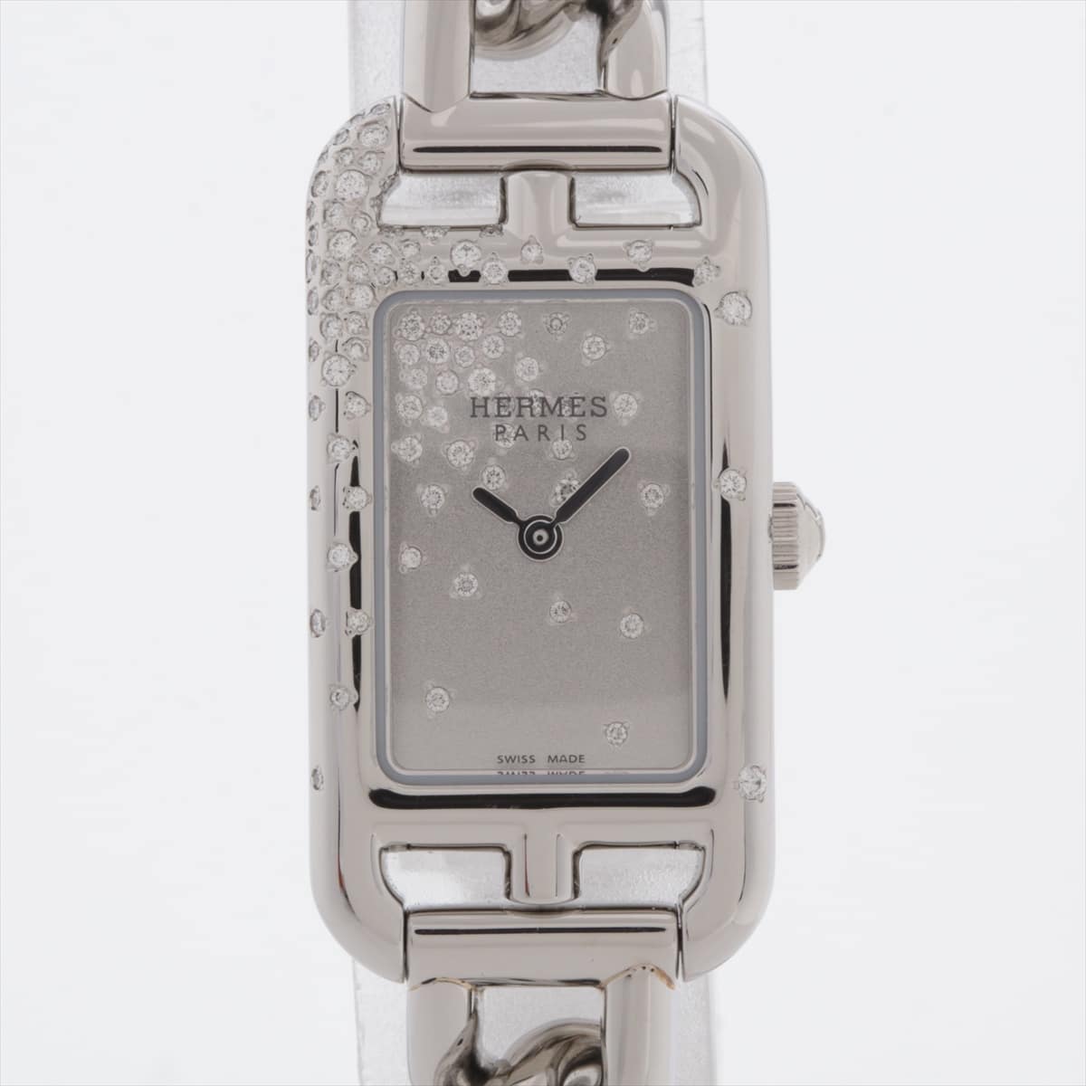 Hermès Nantucket Jute de Diamant NA2.131 SS QZ Silver-Face Extra Link 2
