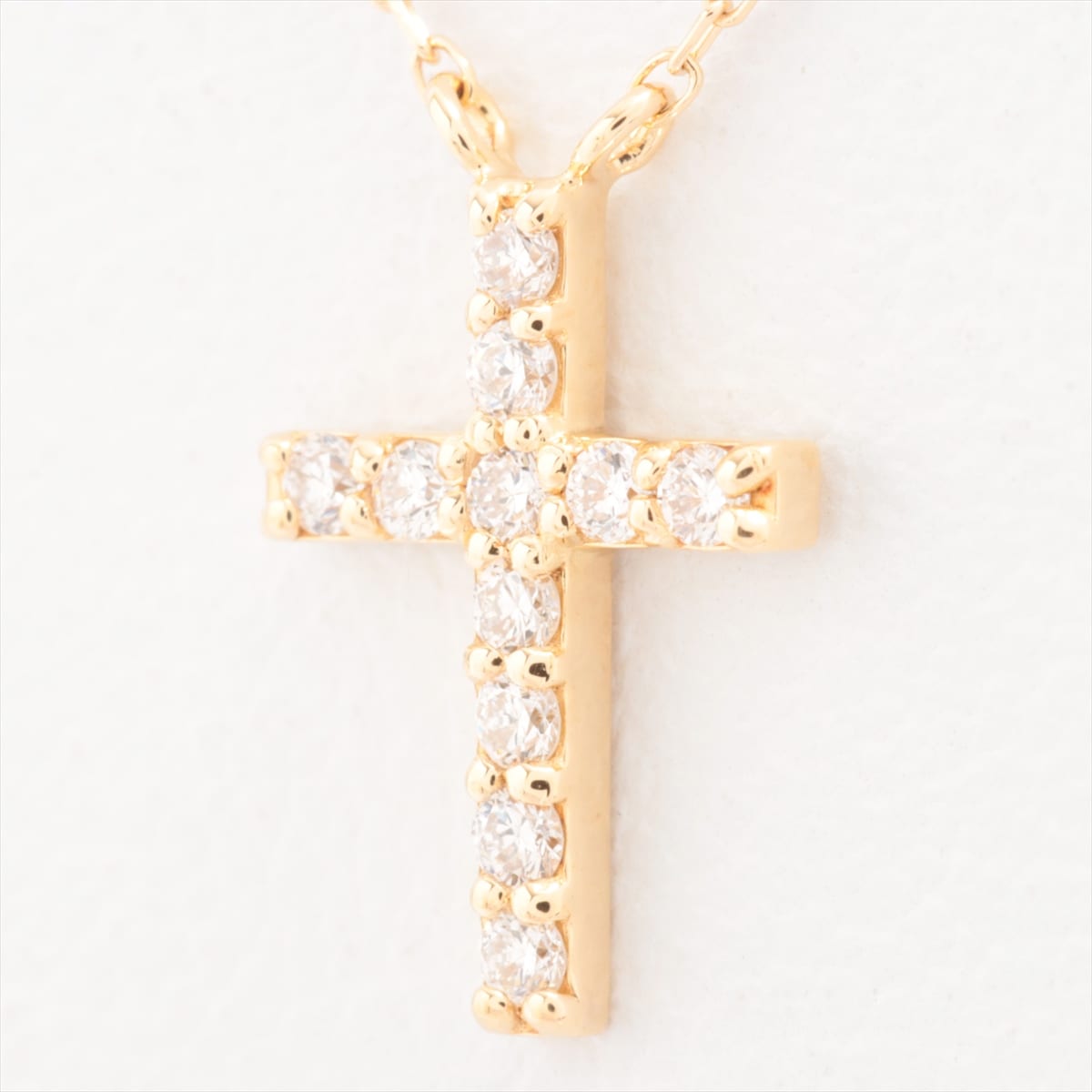 Ete ete Cross diamond Necklace K18YG 0.08ct