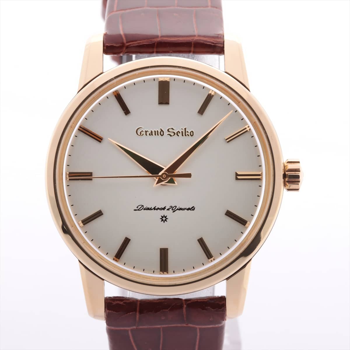 Grand Seiko Historical SBGW004 750 & leather Stem-winder White-Face