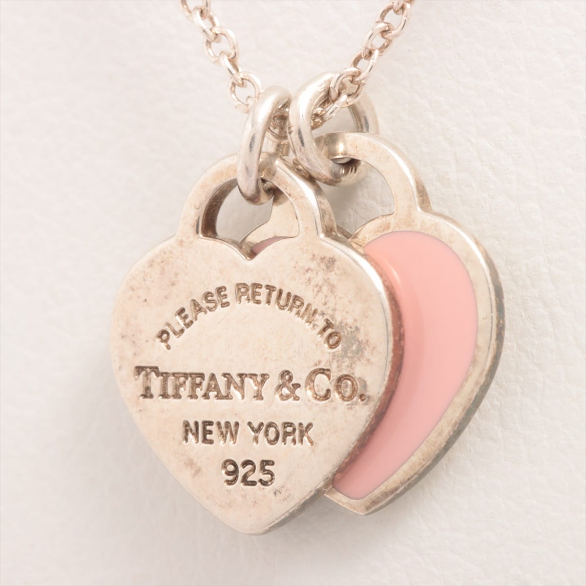 Tiffany Return To Tiffany Mini Double Heart Tag Necklace 925 2.7g Silver