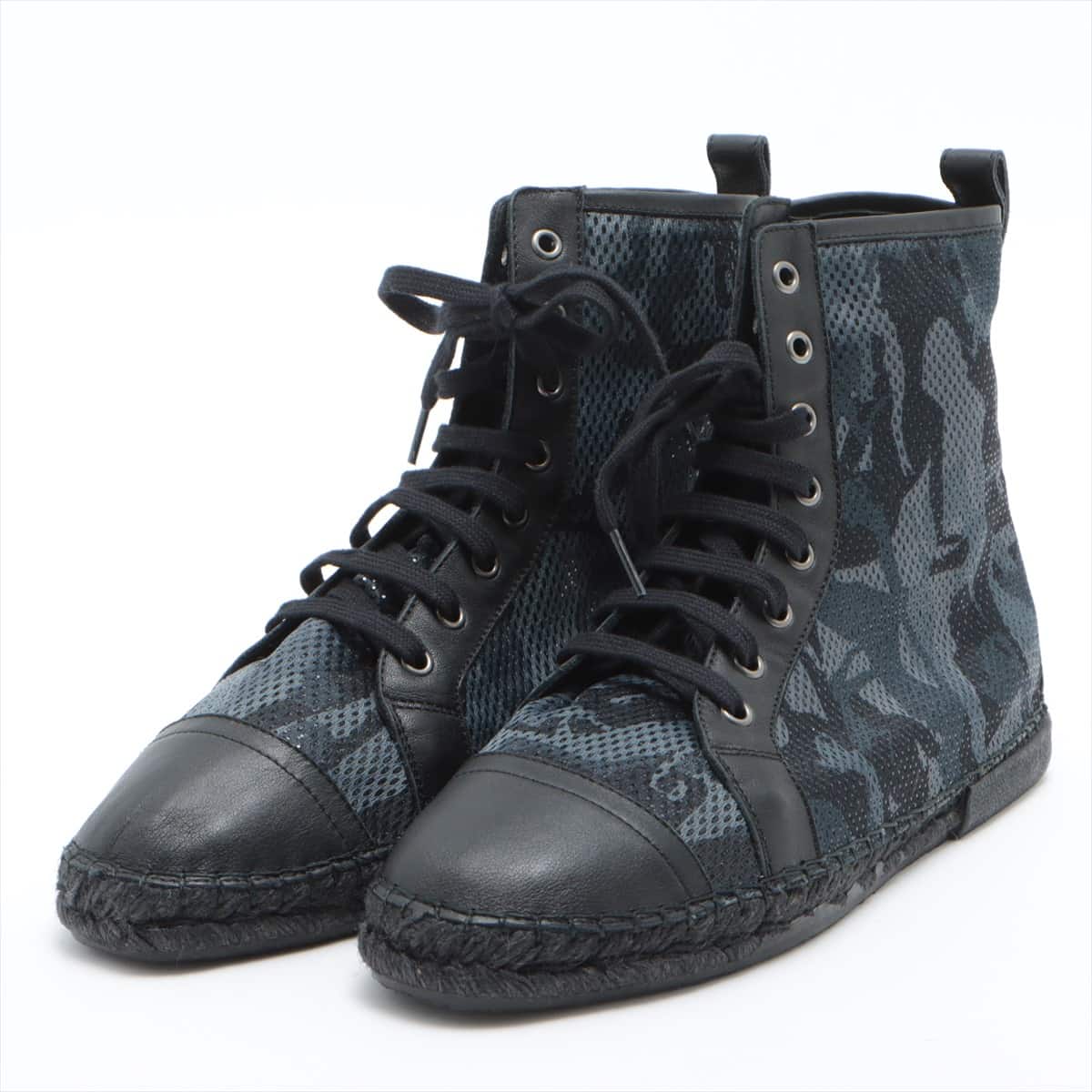 Jimmy Choo Leather x fabric High-top Sneakers 42 Men's Black x Gray ALFRED Camouflage