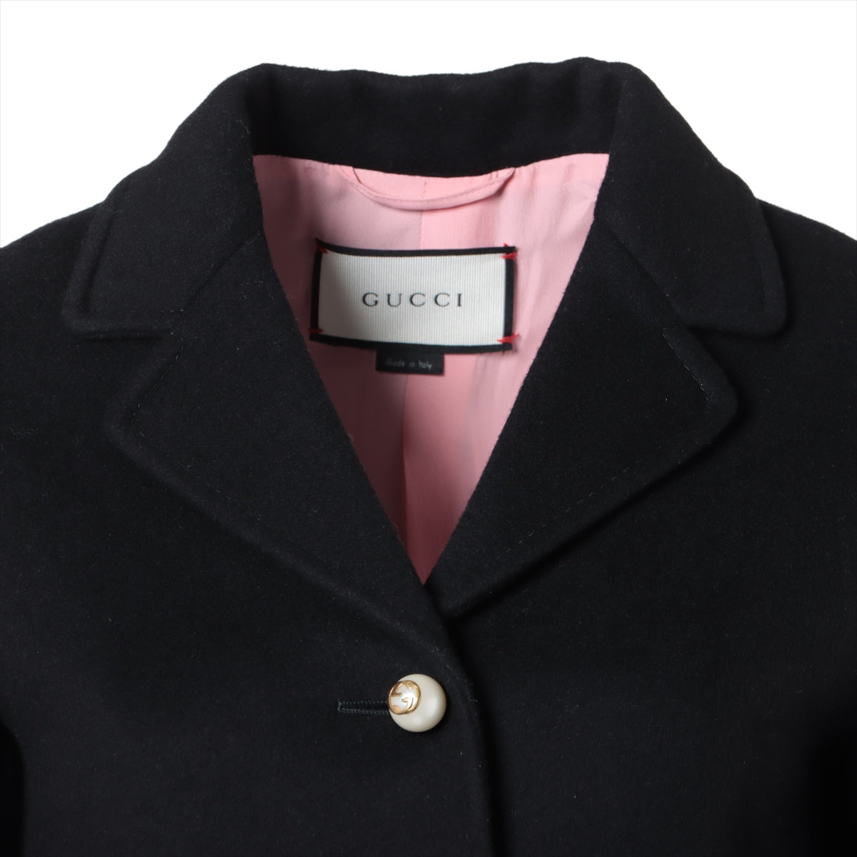 Gucci 16 years Wool coats 38 Ladies' Black  GG pearl button frill single coat 436201