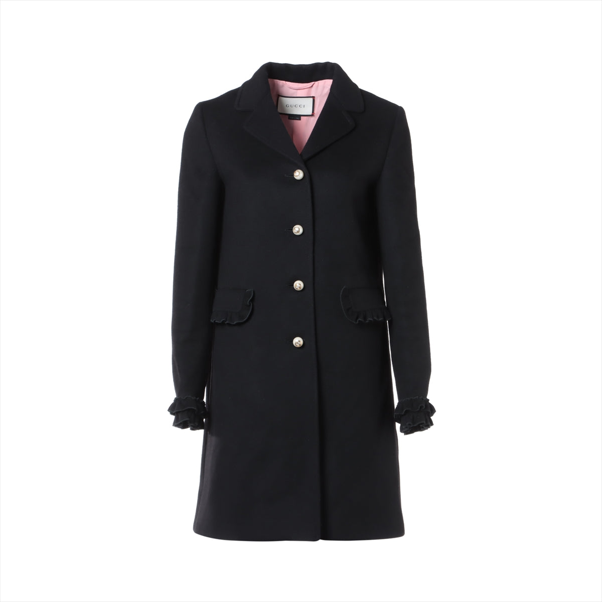 Gucci 16 years Wool coats 38 Ladies' Black  GG pearl button frill single coat 436201