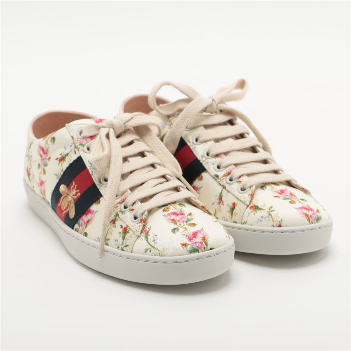 Gucci ACE Leather x fabric Sneakers 34 Ladies' Multicolor 470011 Bee Embroidery floral
