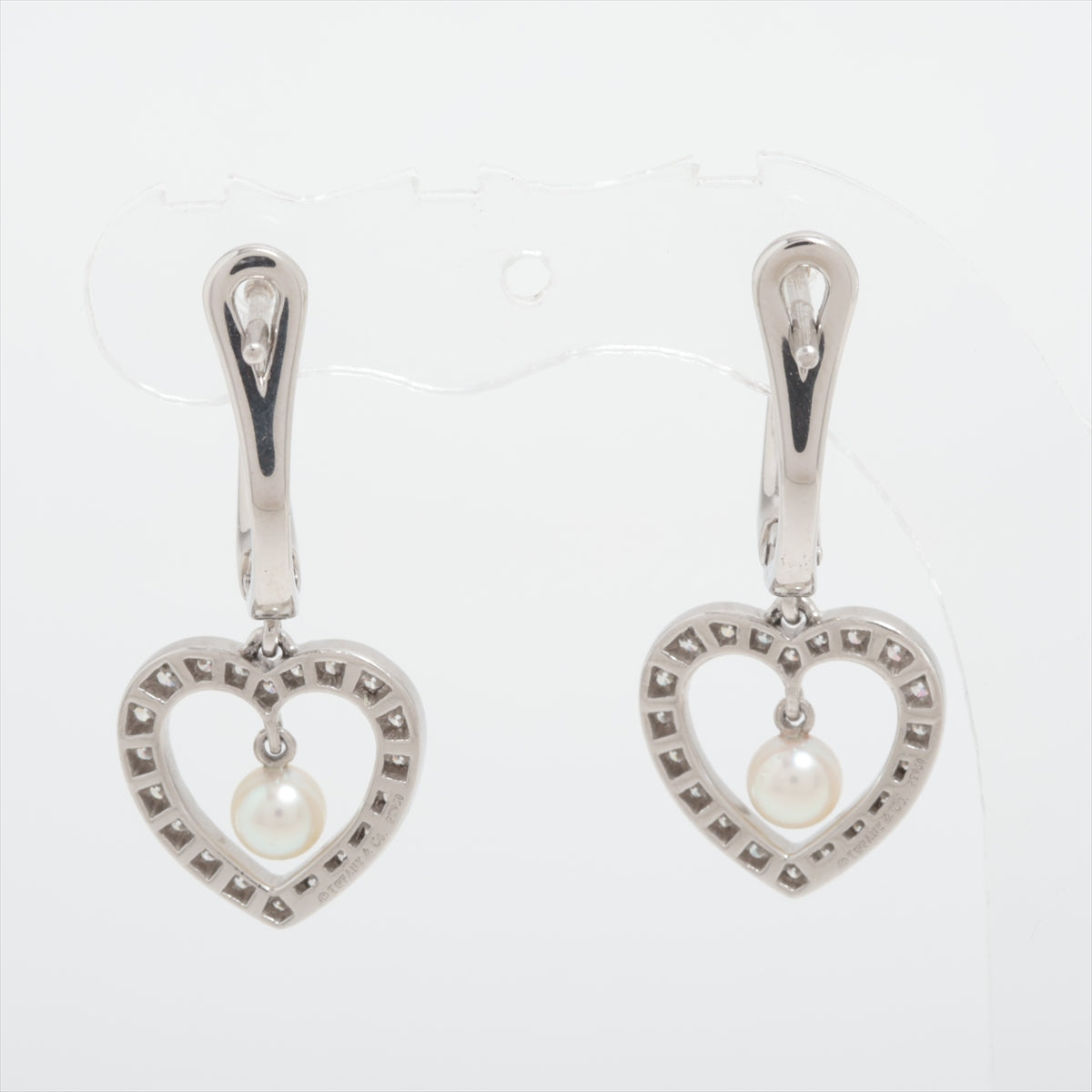Tiffany Sentimental Heart Pearl diamond Piercing jewelry Pt950 7.8g Approx. 3.5 mm