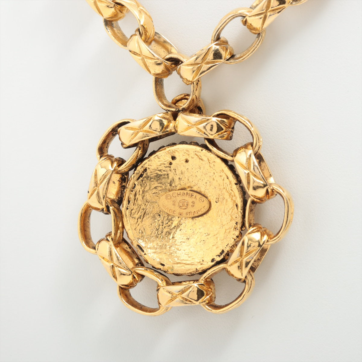 Chanel Coco Mark Gripoix 23 Necklace GP x color stone Gold
