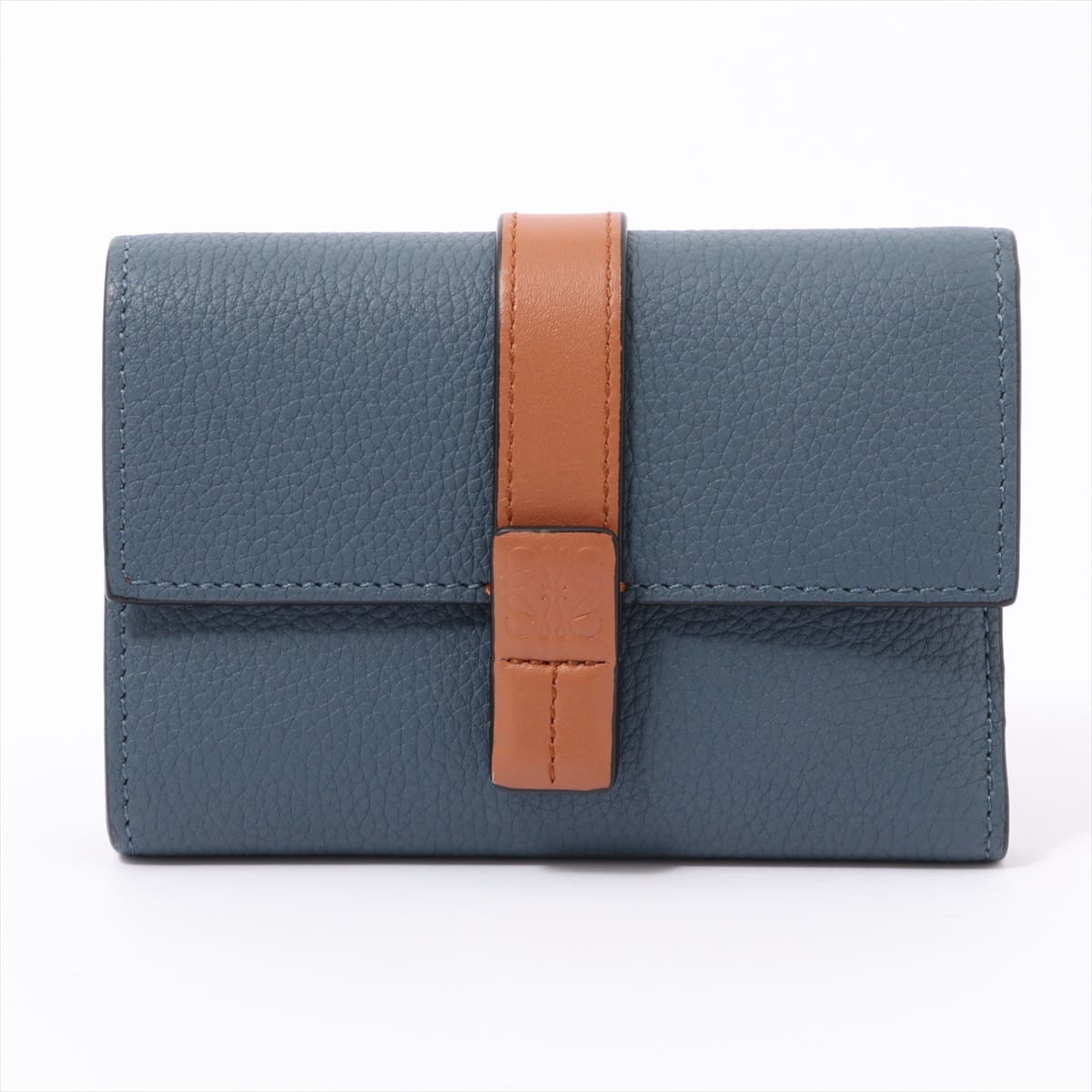 Loewe Small Vertical Wallet Leather Wallet Navy blue