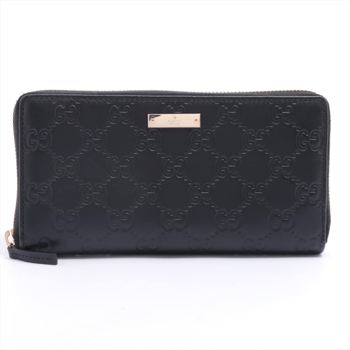 Gucci Guccissima Round zip 307980 Leather Wallet Black