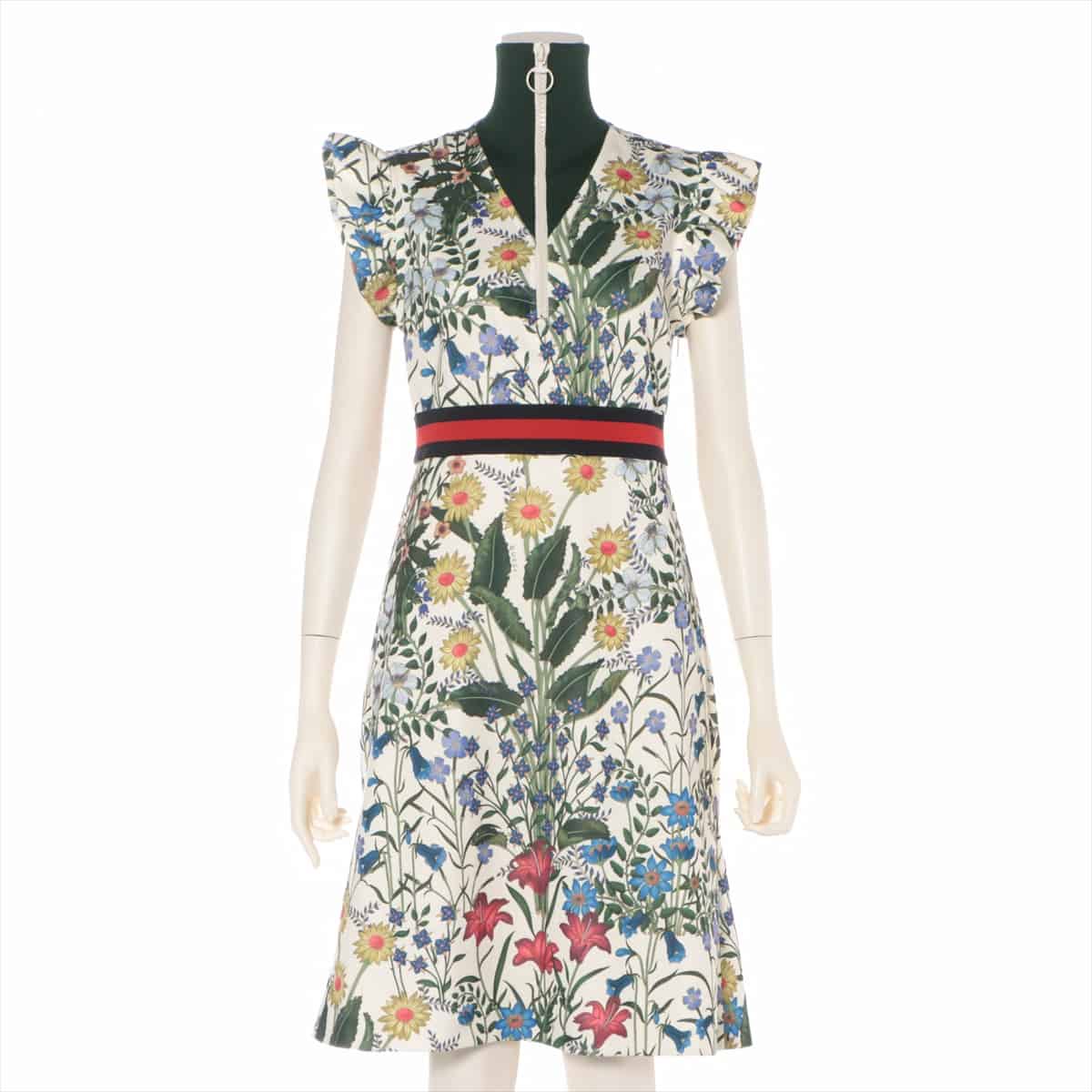 Gucci 17AW Cotton & Polyester Dress S Ladies' Multicolor  High neck Total handle